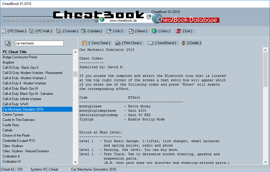 CheatBook (01/2018) - Issue January 2018 is A Cheat-Code Tracker with Cheats, Tips, Tricks and Hints for several popular Games