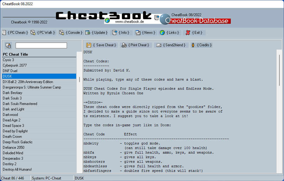 CheatBook (08/2022) - Issue August 2022 is A Cheat-Code Tracker with Cheats, Tips, Tricks and Hints for several popular Games
