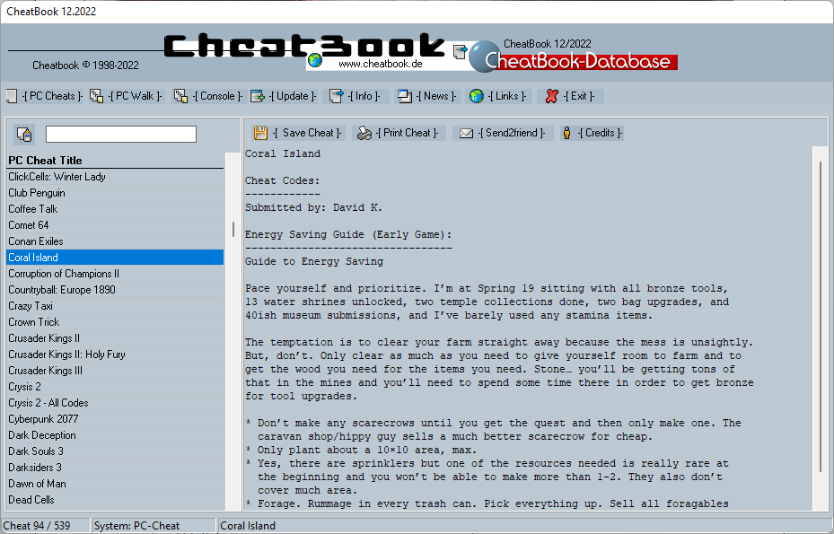 CheatBook (12/2022) - Issue December 2022 is A Cheat-Code Tracker with Cheats, Tips, Tricks and Hints for several popular Games