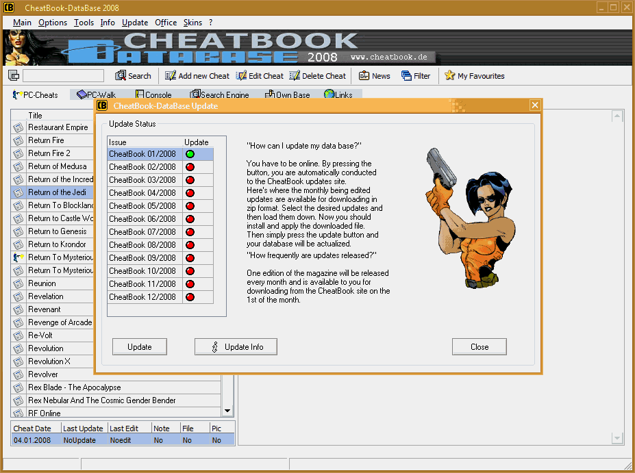 CheatBook-DataBase 2008 Screenshot - Cheats, Walktroughs and Console Cheats for Games